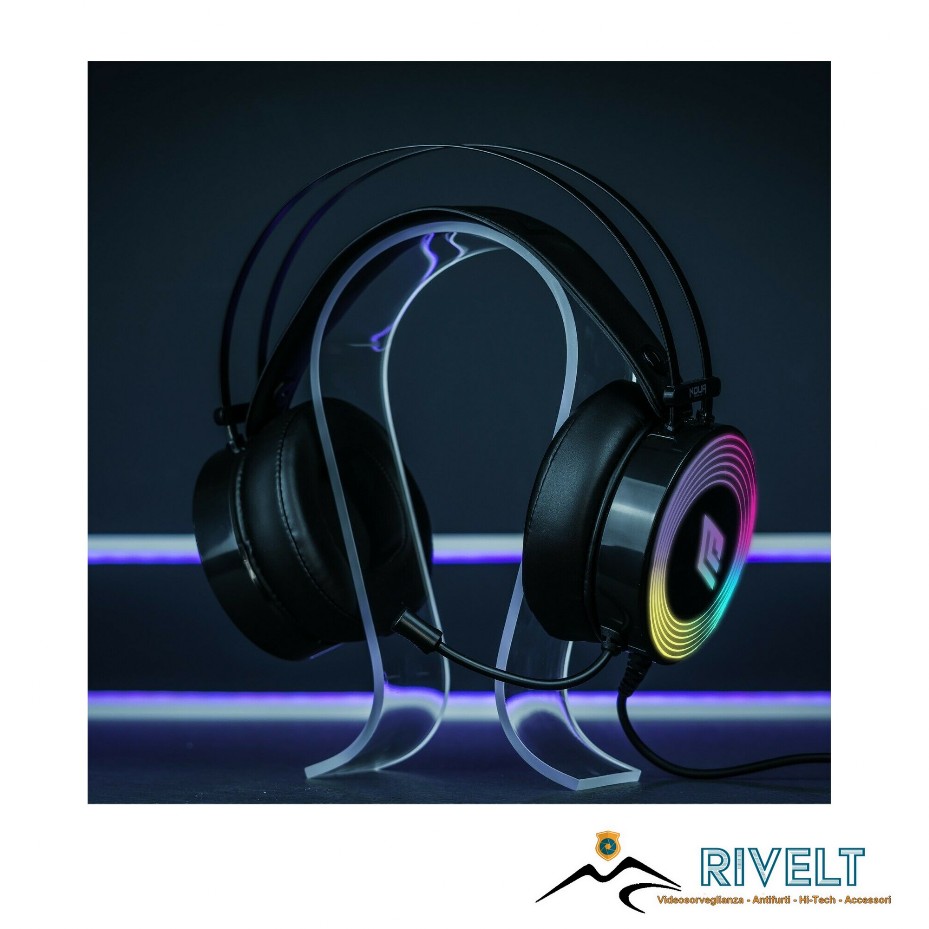 Confortevoli cuffie gaming over-ear con illuminazione RAINBOW.